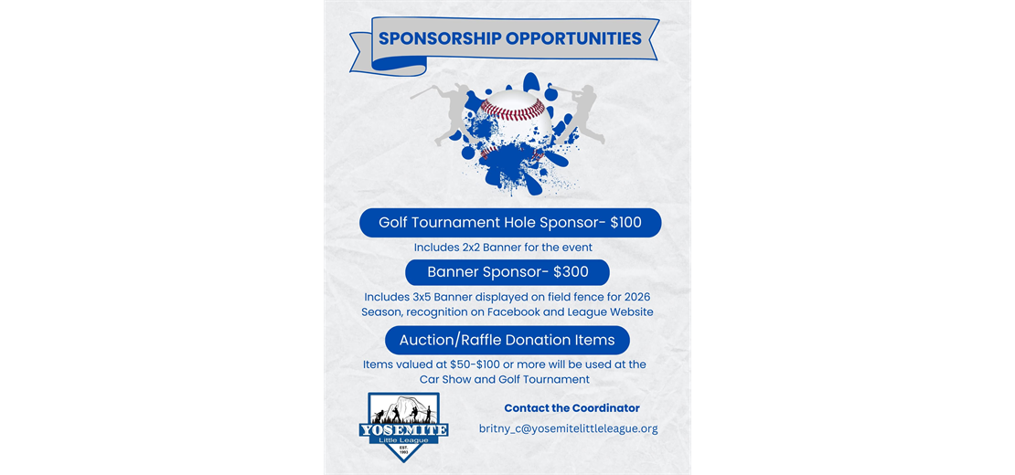 Sponsorships britny_c@yosemitelittleleague.org
